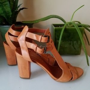 Via Spiga cognac leather block heel sandal